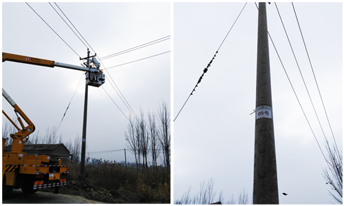 于林線南三臺區(qū)5號桿帶電打火