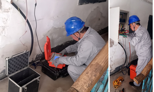 六戶供電所辛鎮(zhèn)一期10號樓低壓電纜故障檢測現(xiàn)場